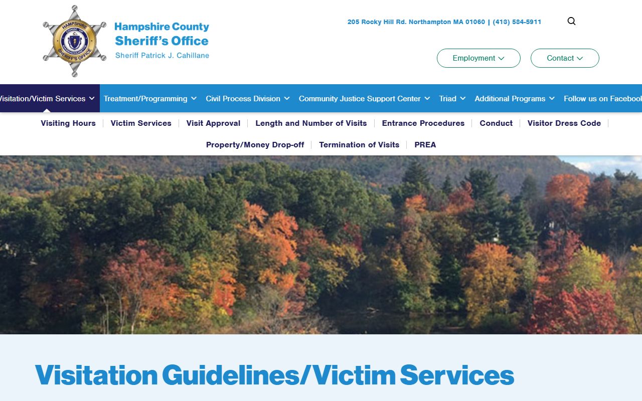 Hampshire County Jail visitation schedule for inmate access