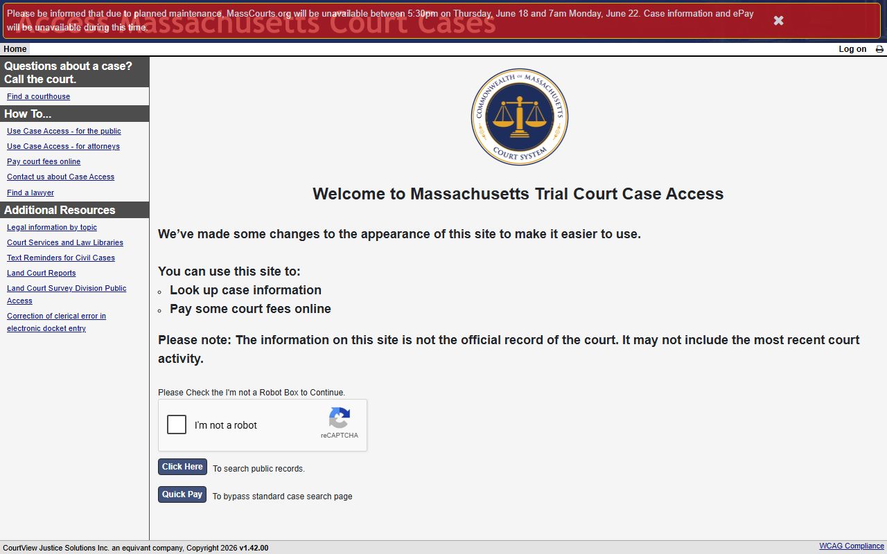 Hampshire County court records after jail arrest MassCourts search portal