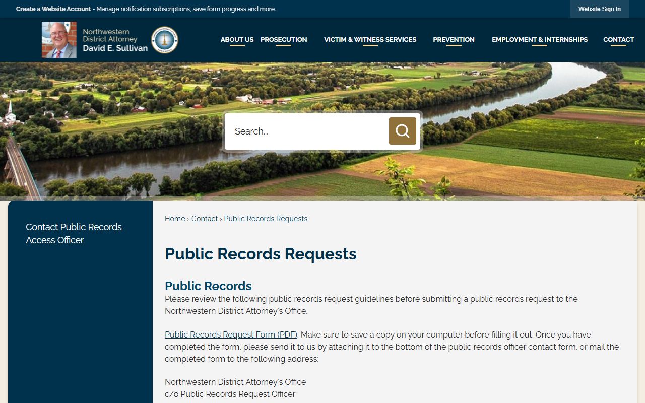 Hampshire County court records after arrest Northwestern DA records request